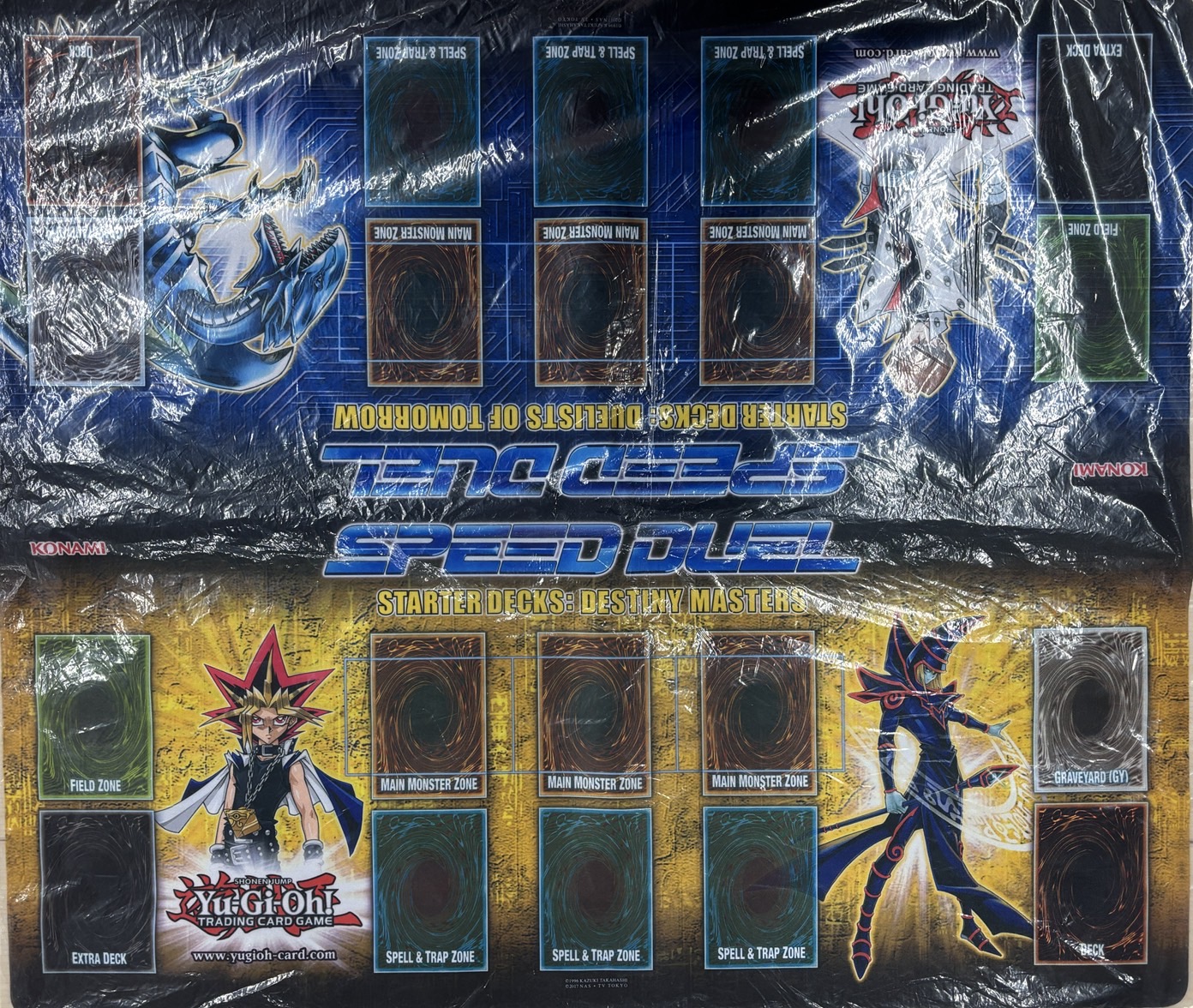 【2人用プレイマット】【開封品】スピードデュエル　遊戯&ブラックマジシャン&海馬&青眼の白龍